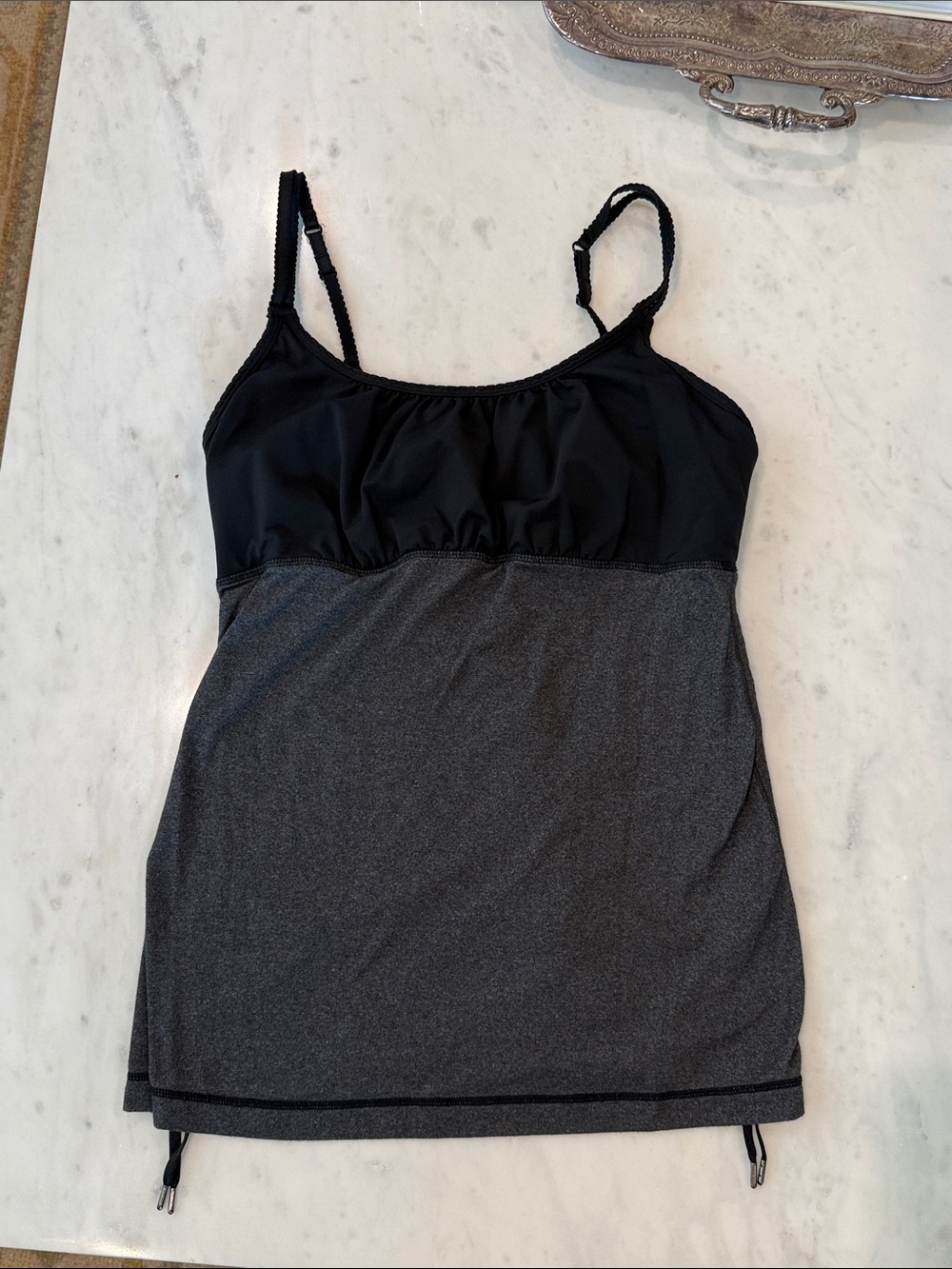 Lululemon Black and Charcoal Athletic Tank with Adjustable Straps